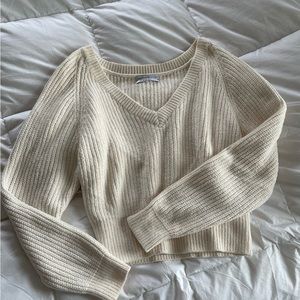 Cropped V-Neck Sweater